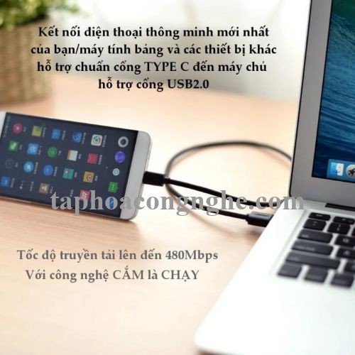 Ugreen 10659 25CM Màu xanh lá Cáp Usb 2.0 Sang Type C mạ vàng US141 30010659